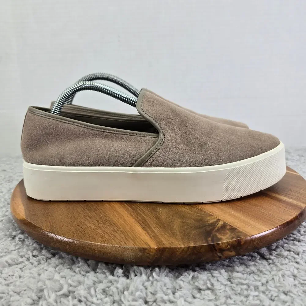 Vince Womens 9.5 Brendon B Brown Suede Slip On Platform Casual Lifestyle Sneaker